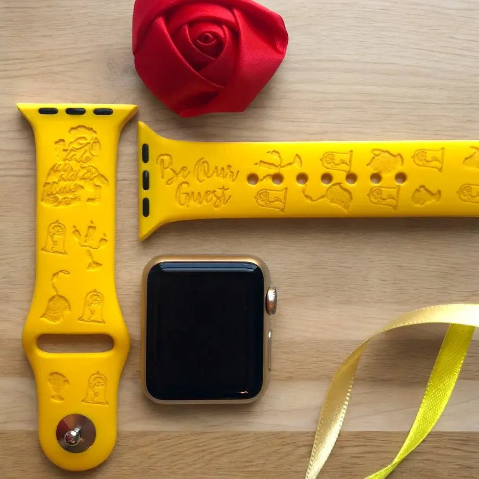 Beauty and the Beast Engraved Watch Band - SarenaTealDesigns