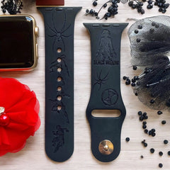 Black Widow Engraved Watch Band - SarenaTealDesigns