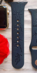 Black Widow Engraved Watch Band - SarenaTealDesigns