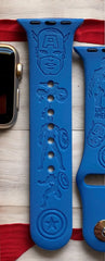 Captain America Engraved Watch Band - SarenaTealDesigns