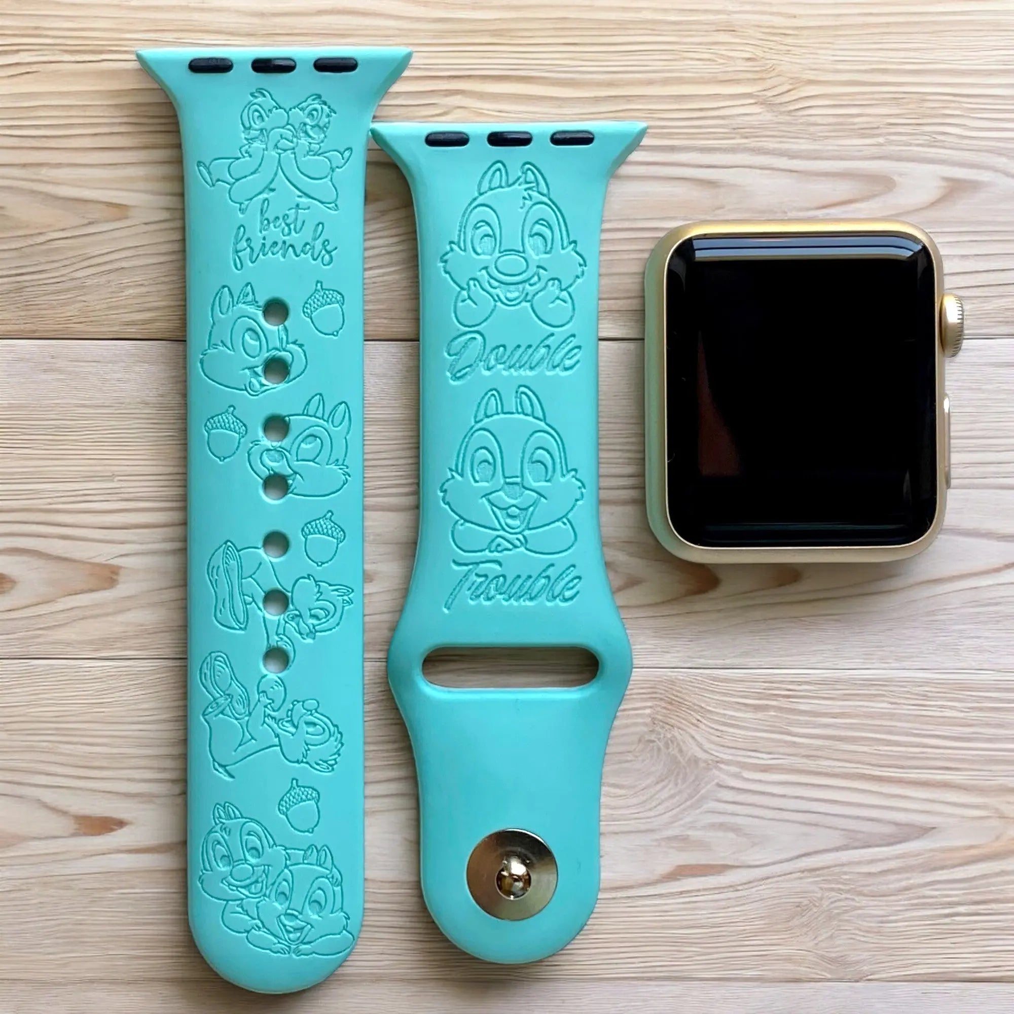 Chip and Dale Engraved Watch Band - SarenaTealDesigns