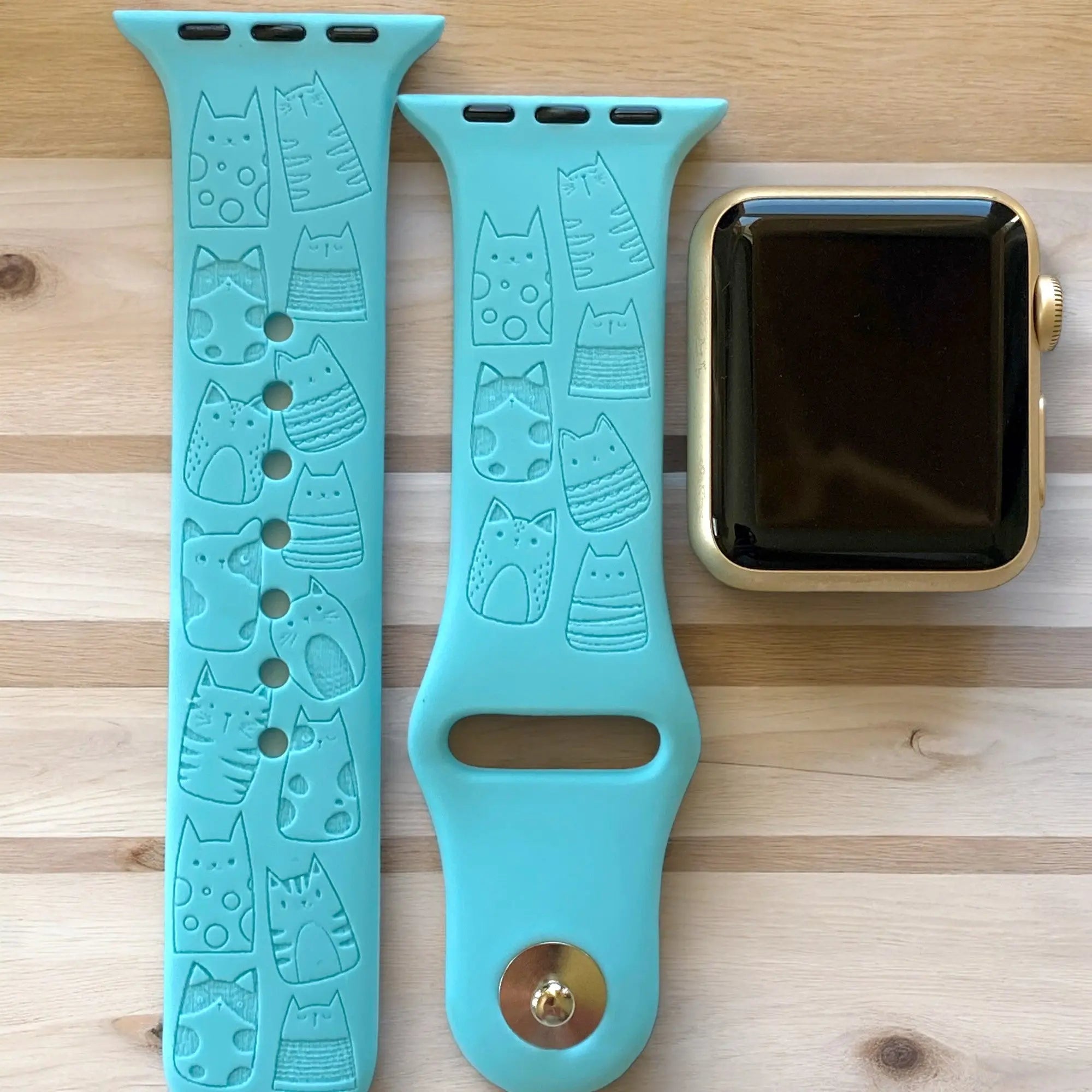 Cute Cats Engraved Watch Band - SarenaTealDesigns