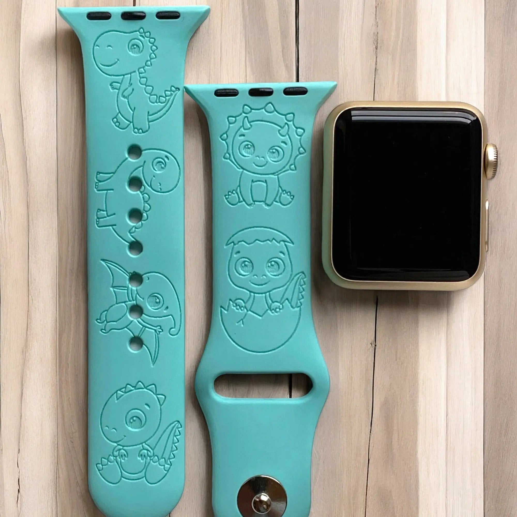 Dinosaur Engraved Watch Band - SarenaTealDesigns