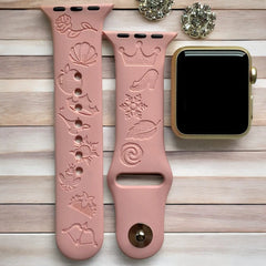 Disney Princess Symbols Engraved Watch Band - SarenaTealDesigns