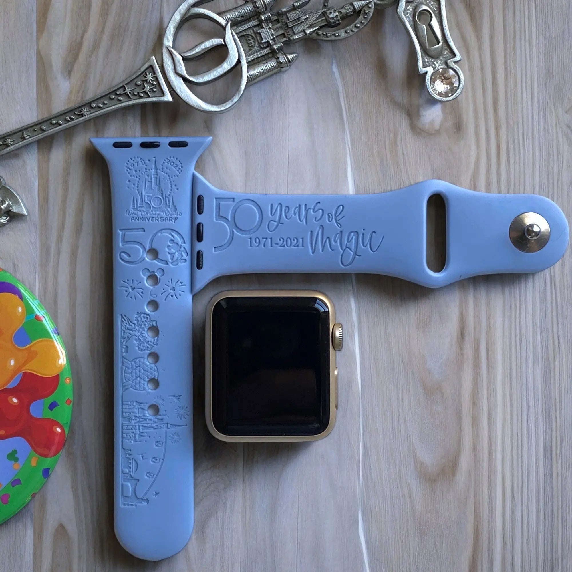 Disney World 50th Anniversary Engraved Watch Band - SarenaTealDesigns