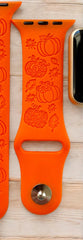 Fall Pumpkin Engraved Watch Band - SarenaTealDesigns