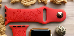 Hawaiian Mickey Engraved Watch Band - SarenaTealDesigns