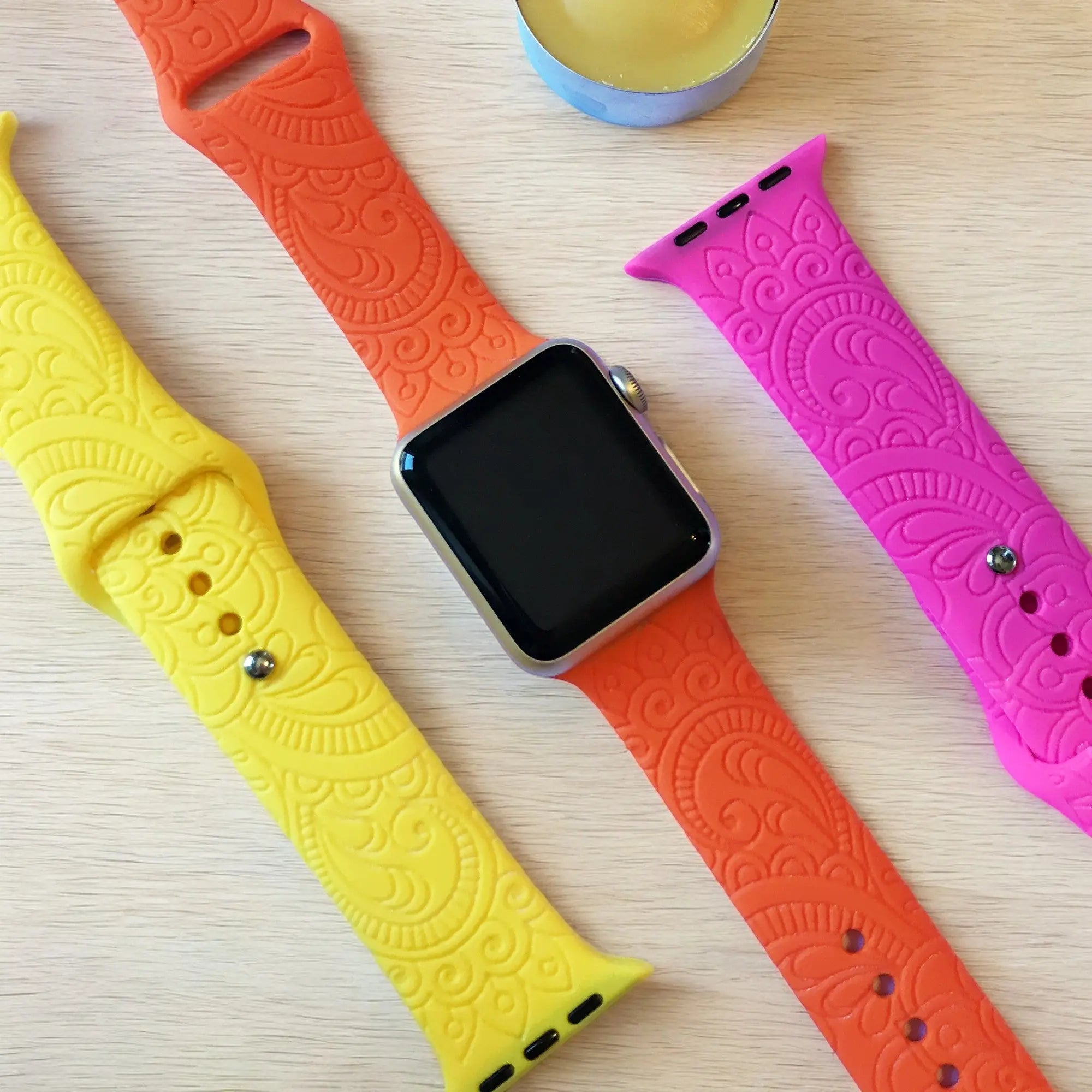 Henna Design Engraved Watch Band - SarenaTealDesigns