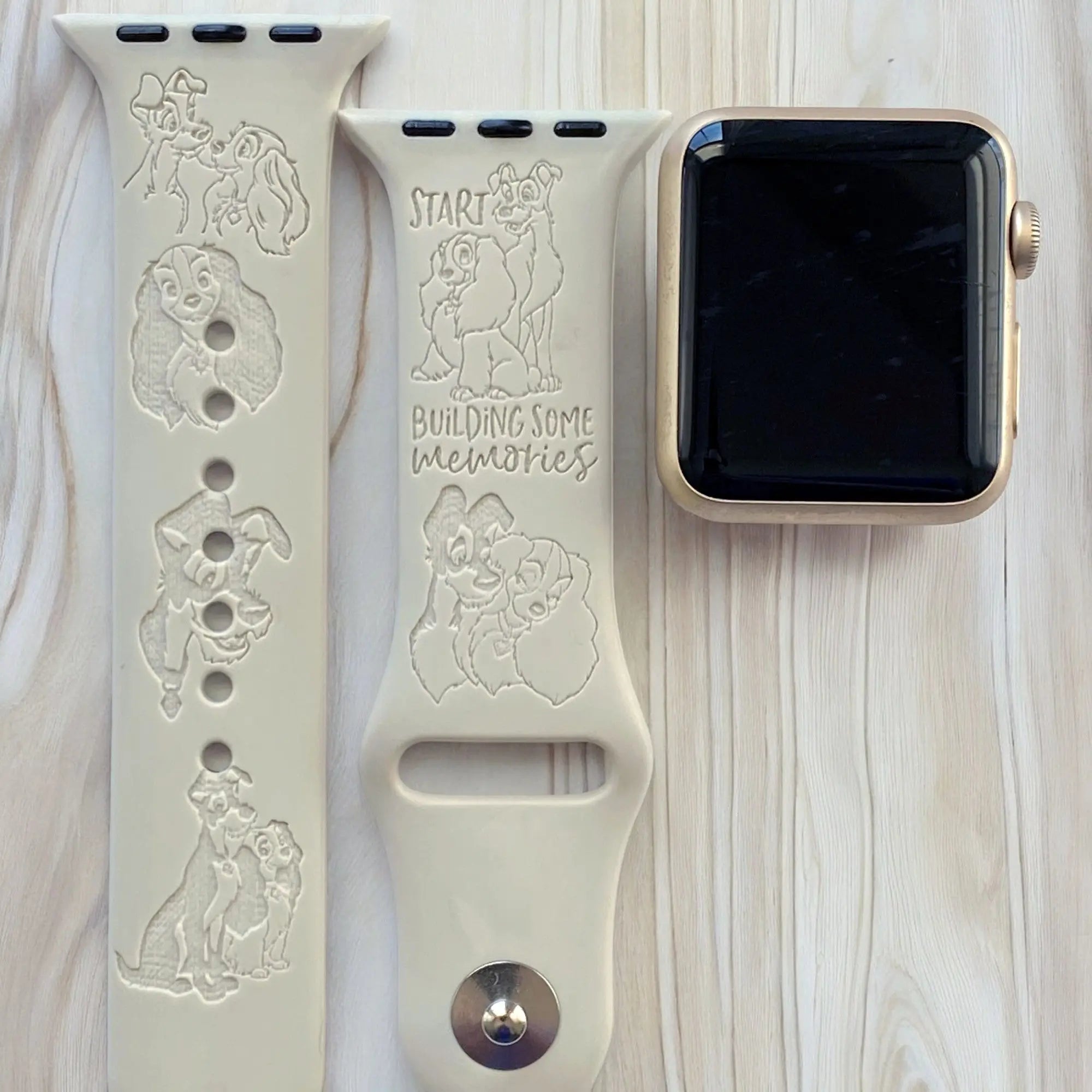 Lady and the Tramp Engraved Watch Band - SarenaTealDesigns