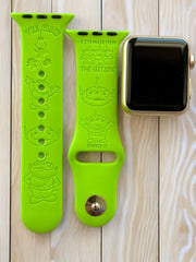 Little Green Men Toy Story Engraved Watch Band - SarenaTealDesigns