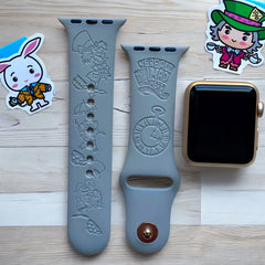 Mad Hatter Themed Engraved Watch Band - SarenaTealDesigns