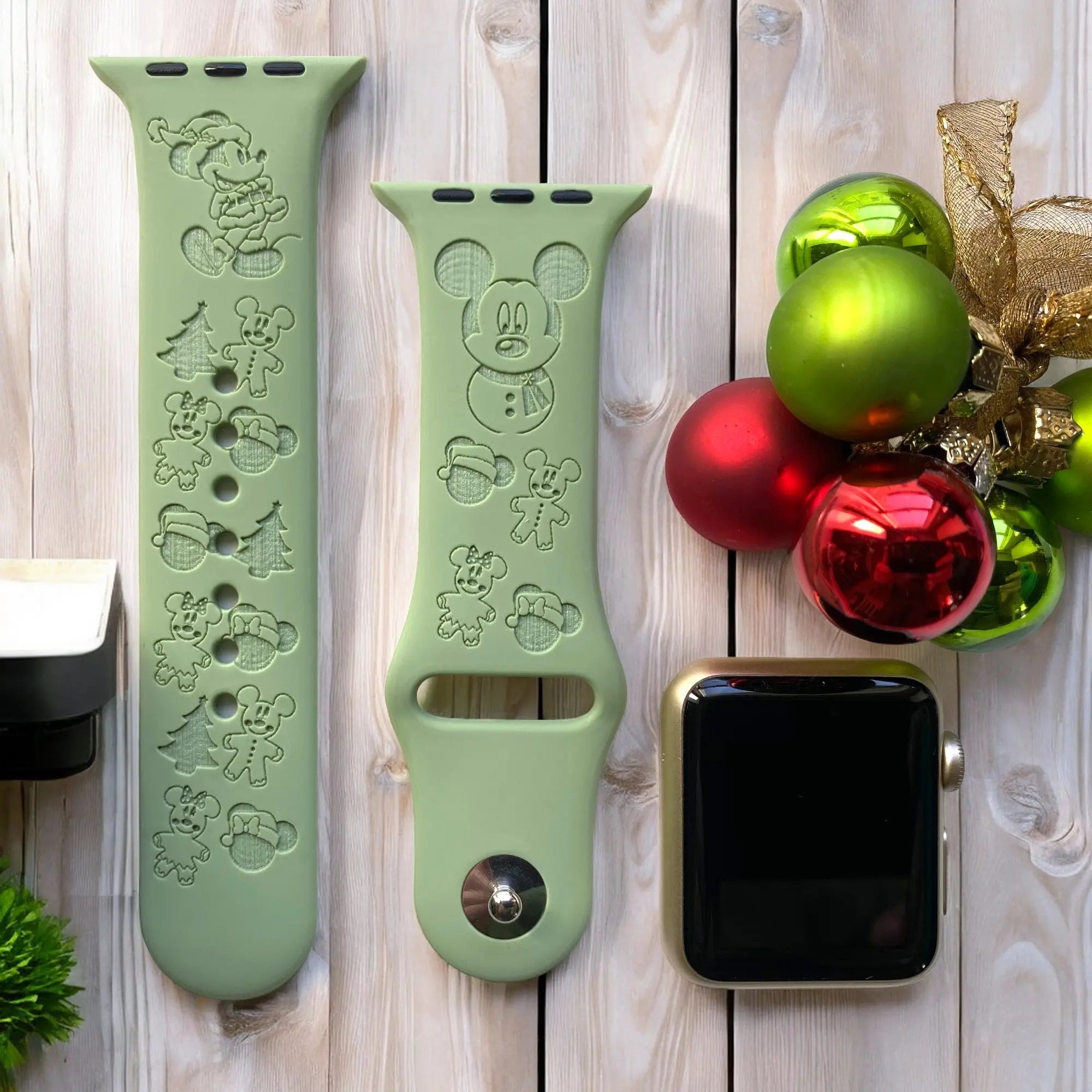 Mickey Christmas Engraved Watch Band - SarenaTealDesigns