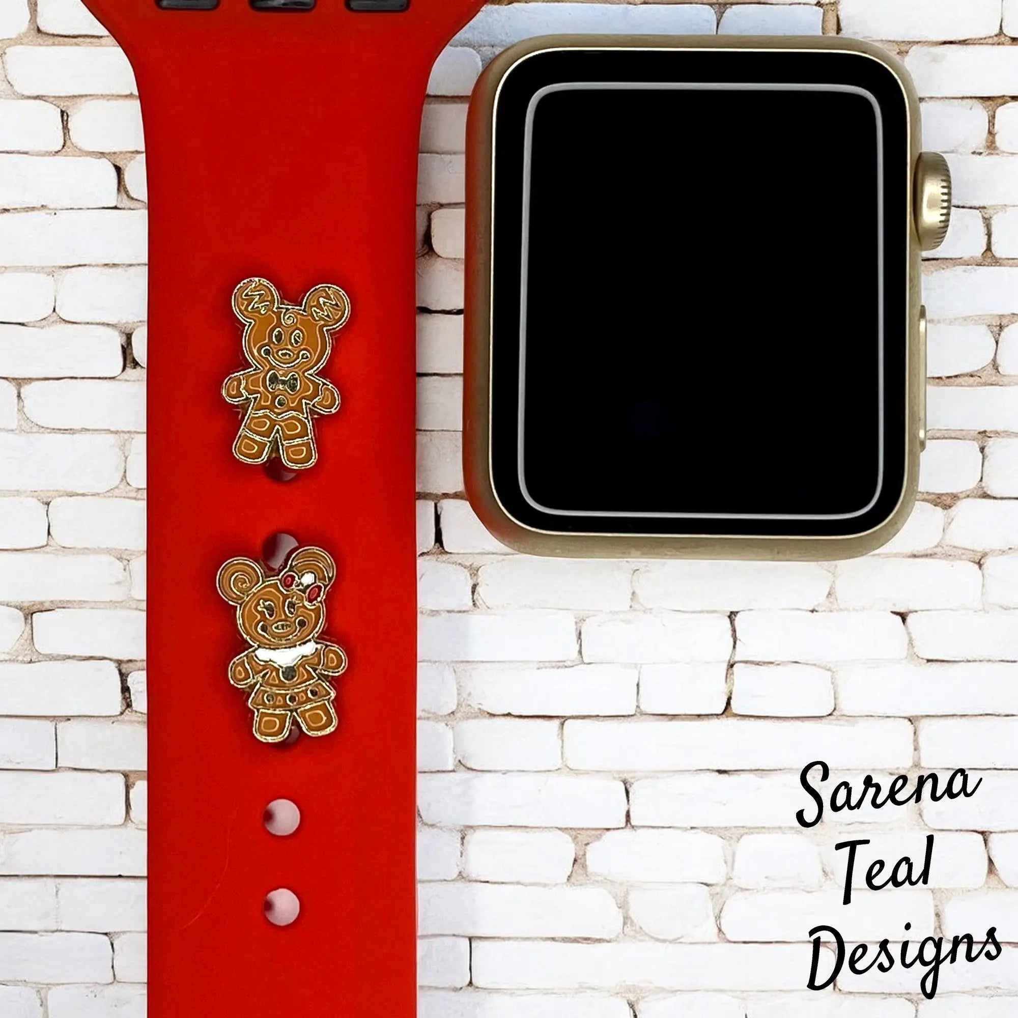 Mickey and Minnie Gingerbread Watch Band Charm - SarenaTealDesigns