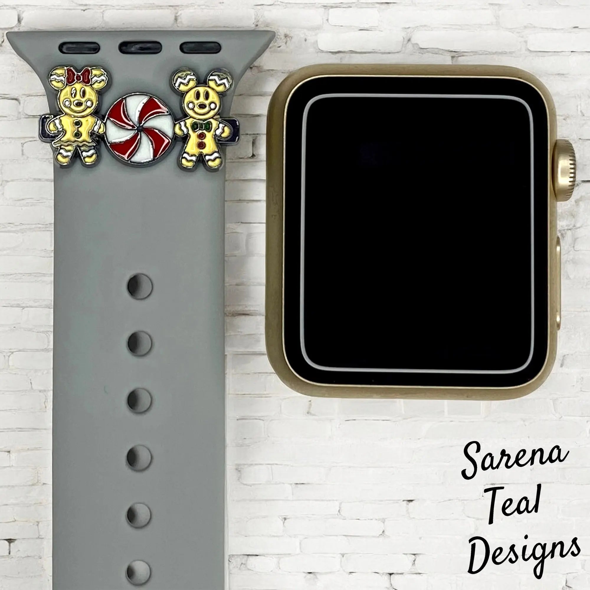 Mickey and Minnie Gingerbread Watch Band Slider Charm - SarenaTealDesigns