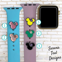 Minnie Head with Flower Watch Band Charm - SarenaTealDesigns