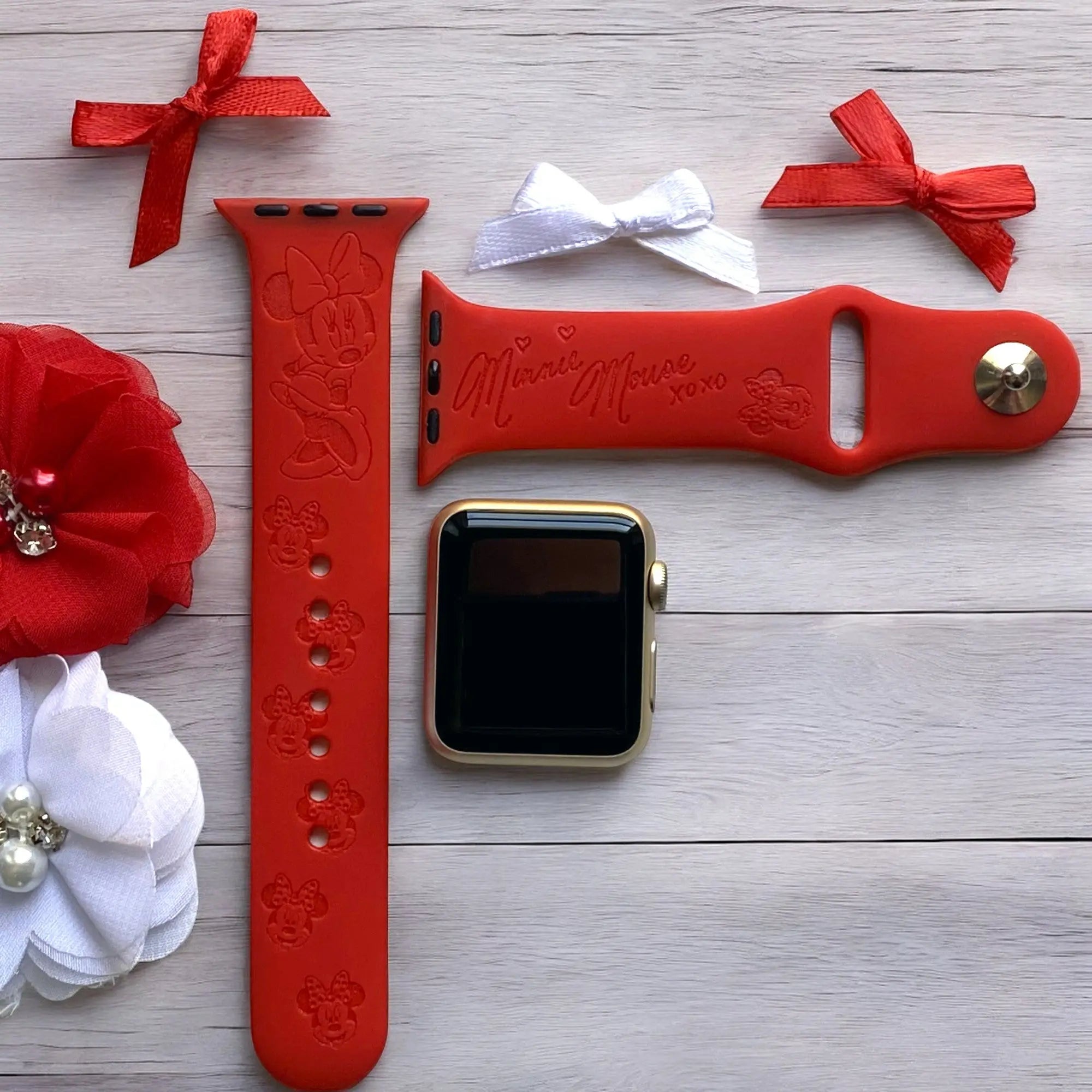Minnie Mouse Engraved Watch Band - SarenaTealDesigns