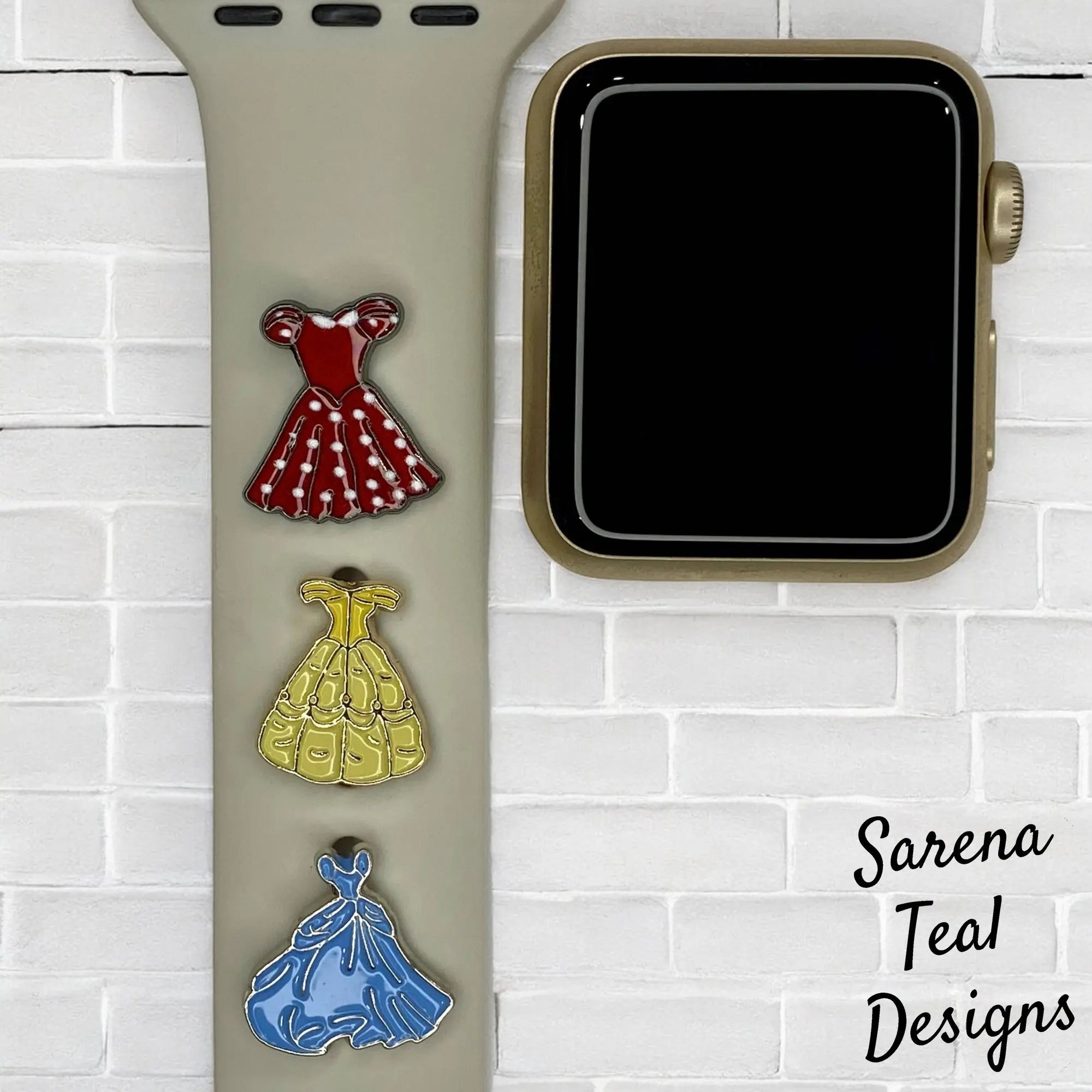 Minnie, Belle, Cinderella Dress Watch Band Charm - SarenaTealDesigns