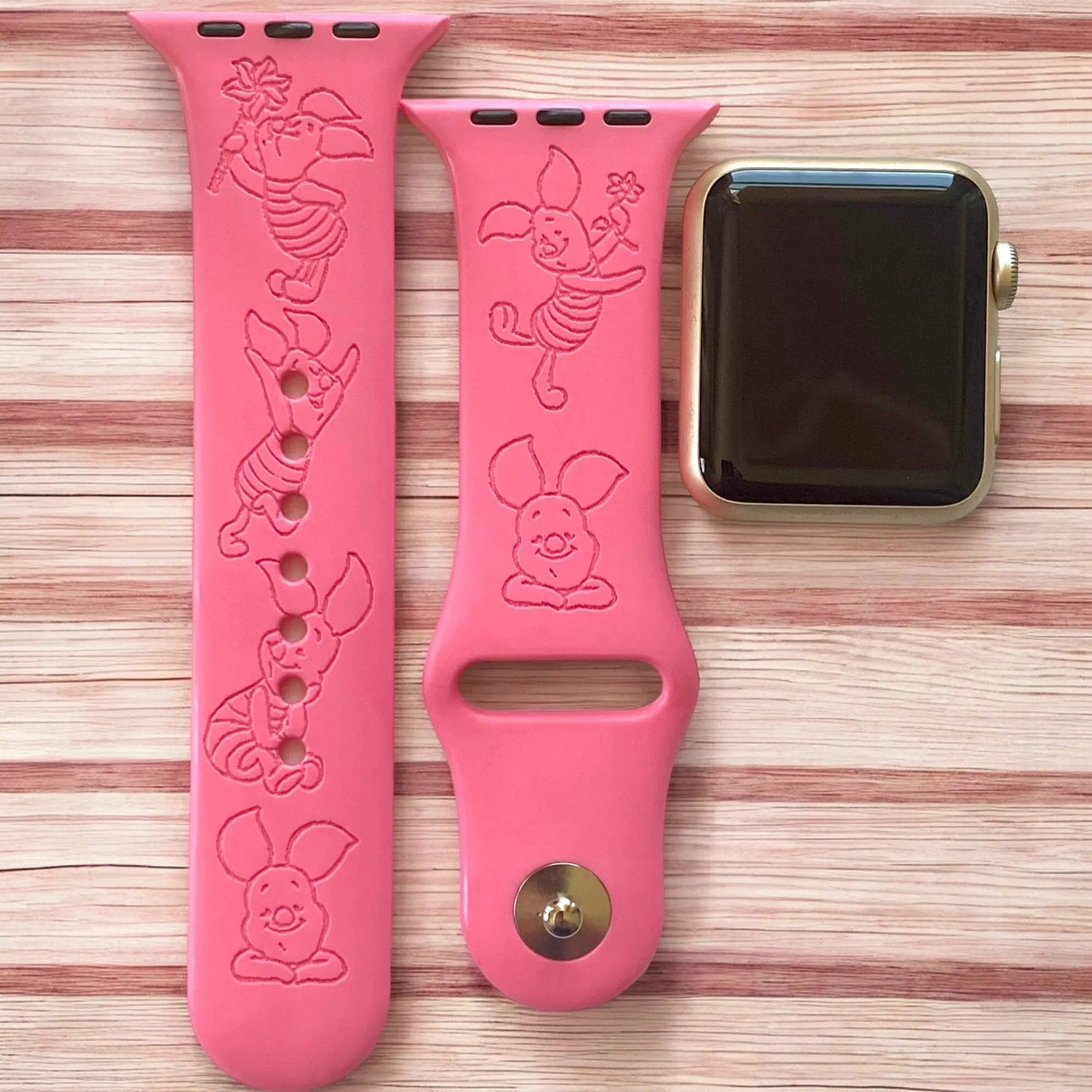 Piglet the Pig Engraved Watch Band - SarenaTealDesigns