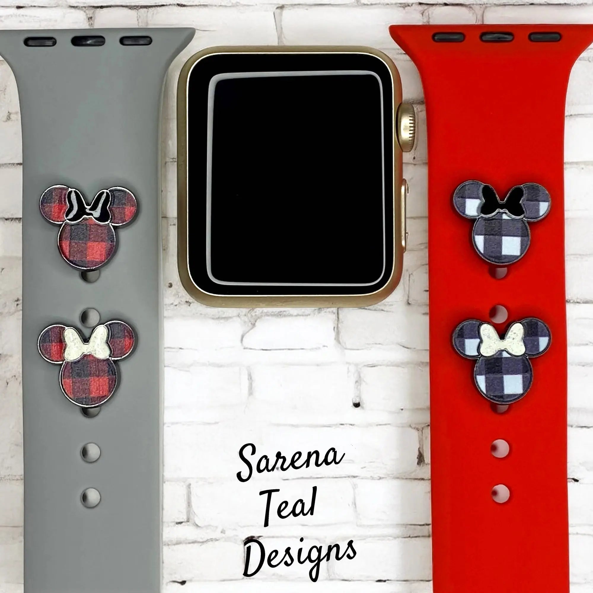 Plaid Minnie Ears Watch Band Charm - SarenaTealDesigns