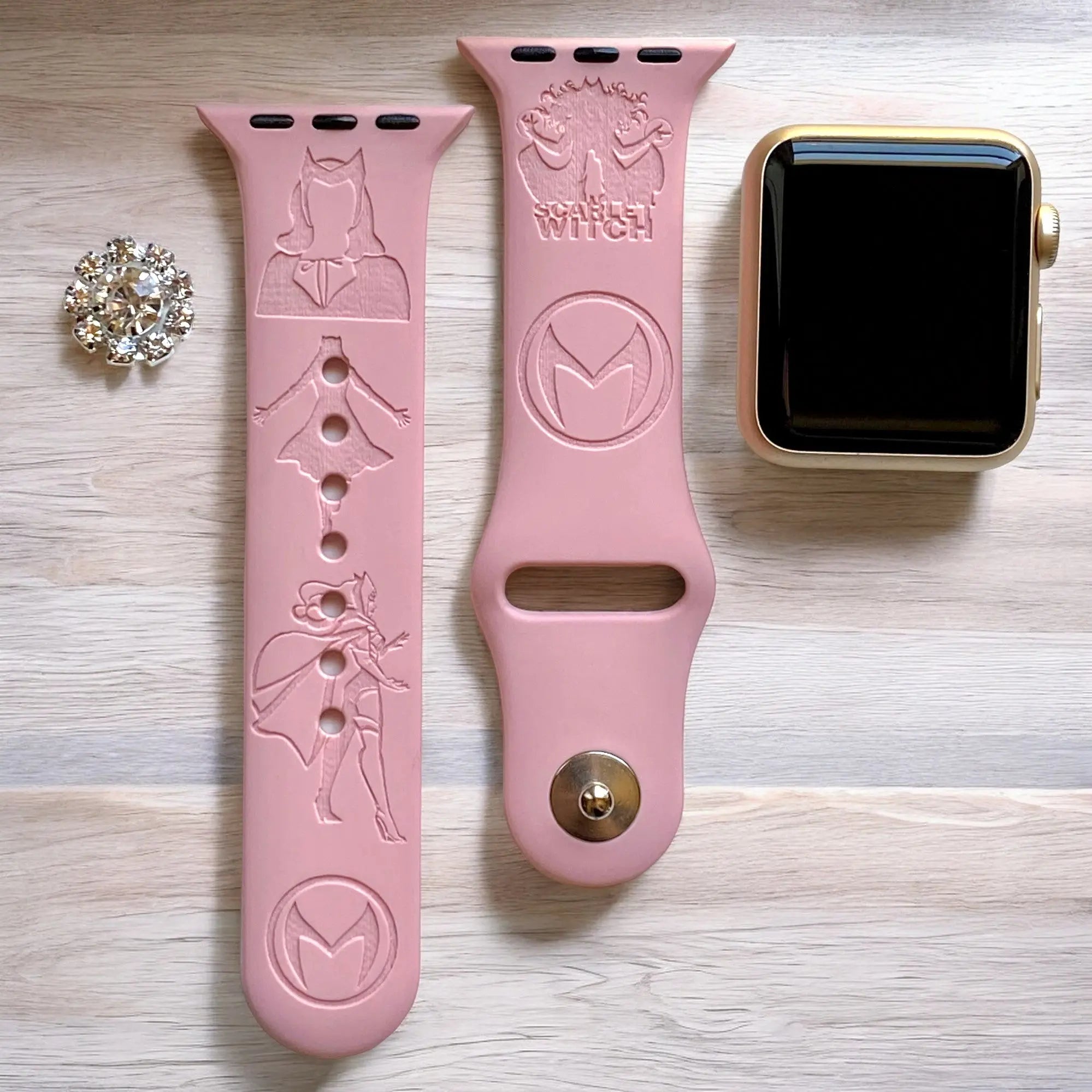 Scarlet Witch Engraved Watch Band - SarenaTealDesigns