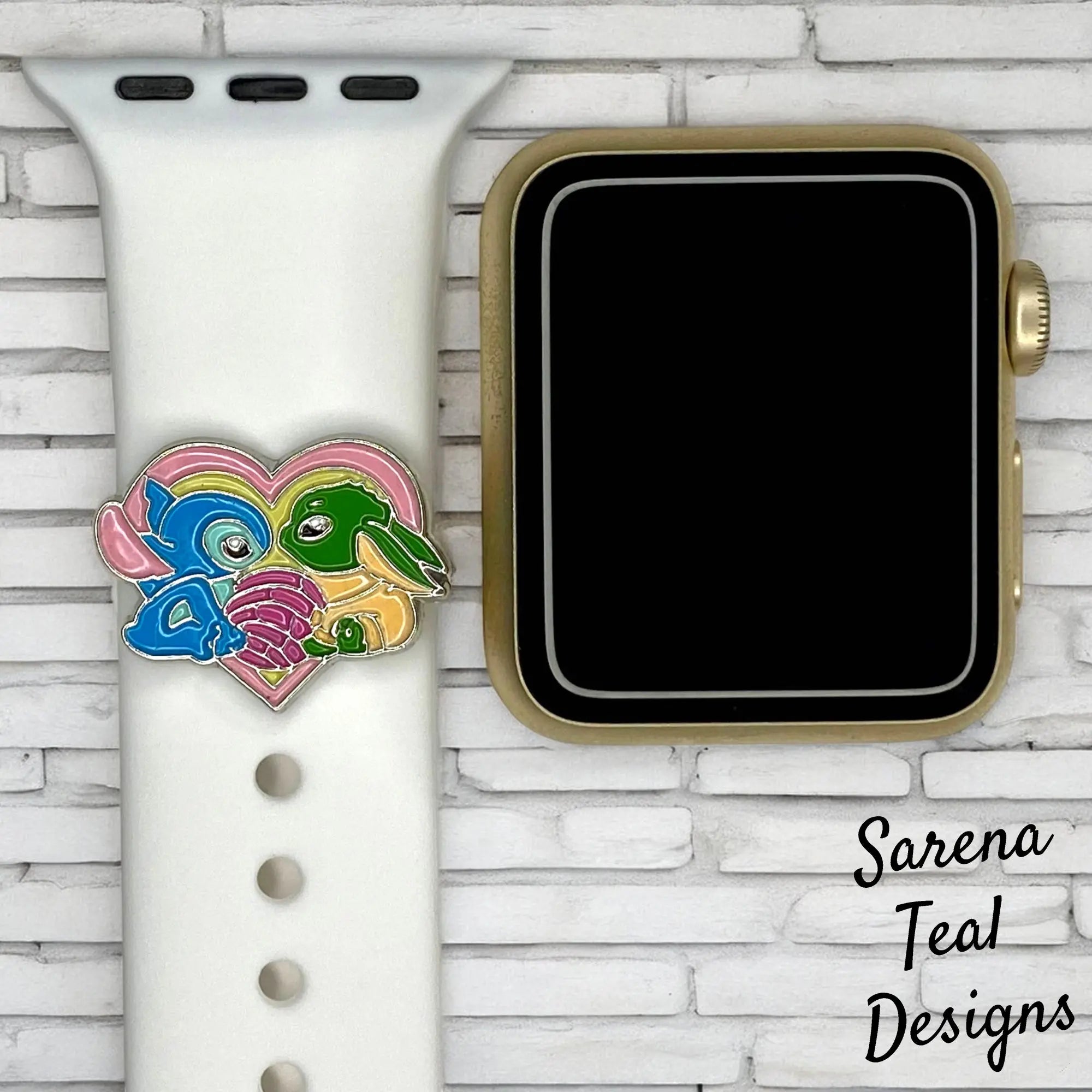 Stitch & Baby Yoda with Heart Watch Band Charm - SarenaTealDesigns