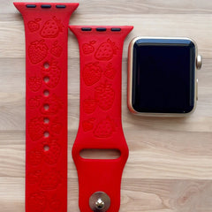 Strawberry Engraved Watch Band - SarenaTealDesigns