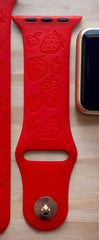 Strawberry Engraved Watch Band - SarenaTealDesigns