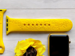 Sunflower Engraved Watch Band - SarenaTealDesigns