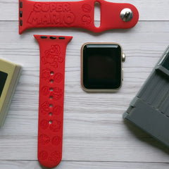 Super Mario Engraved Watch Band - SarenaTealDesigns