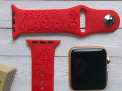 Super Mario Engraved Watch Band - SarenaTealDesigns