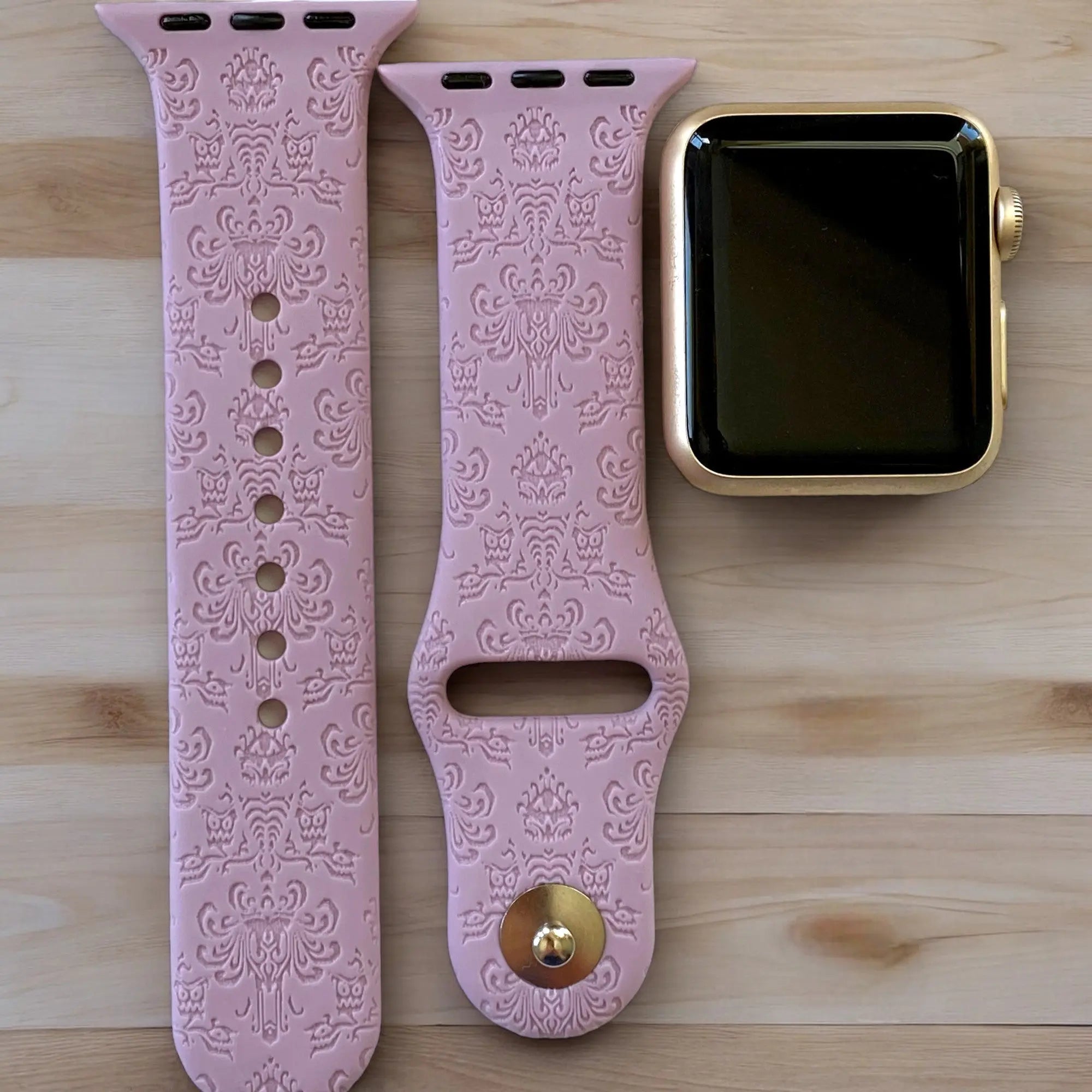 The Haunted Mansion Wallpaper Engraved Watch Band - SarenaTealDesigns