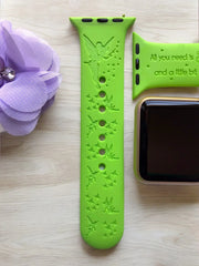 Tinker Bell Engraved Watch Band - SarenaTealDesigns