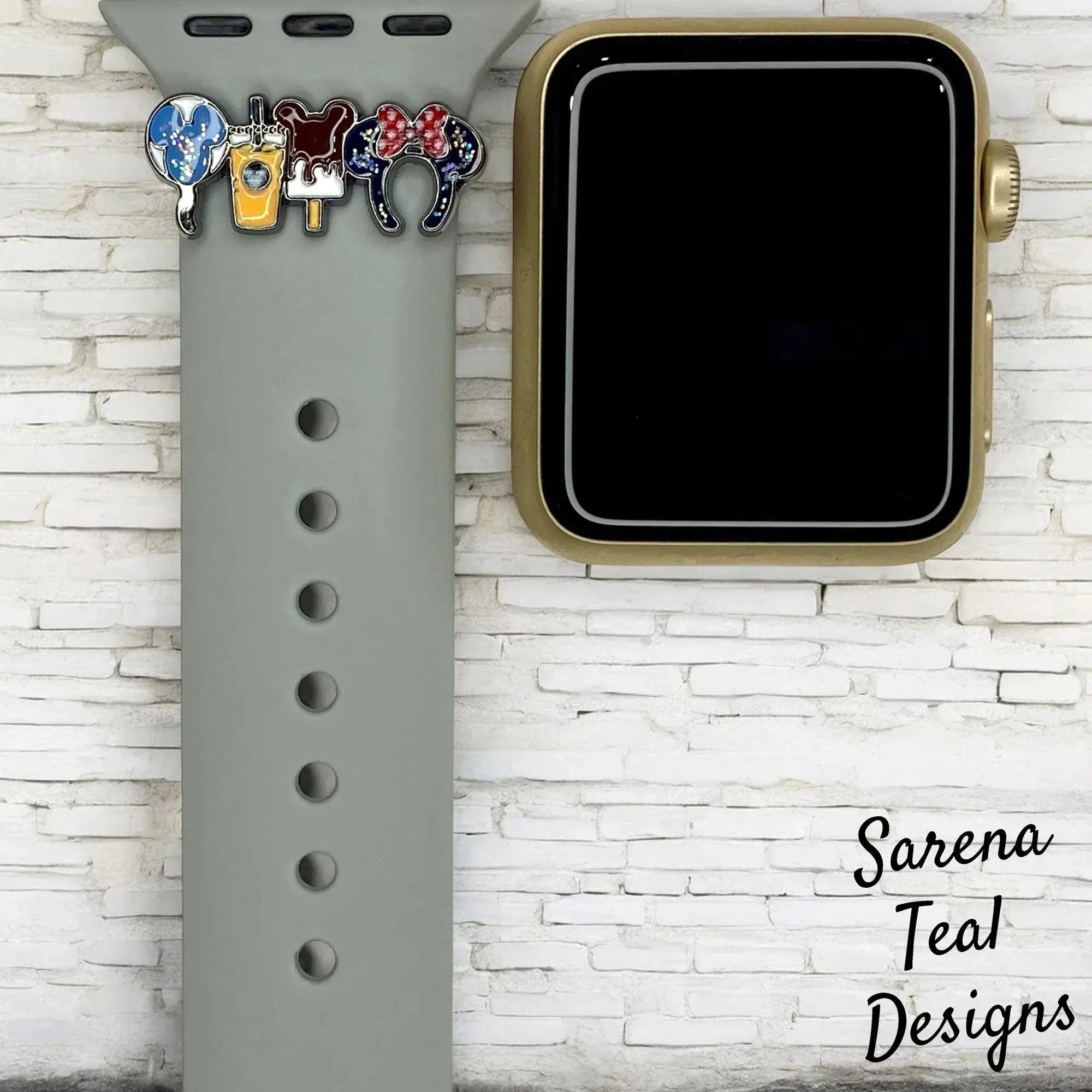 Blue Mickey Balloon and Snacks Watch Band Slider Charm - SarenaTealDesigns