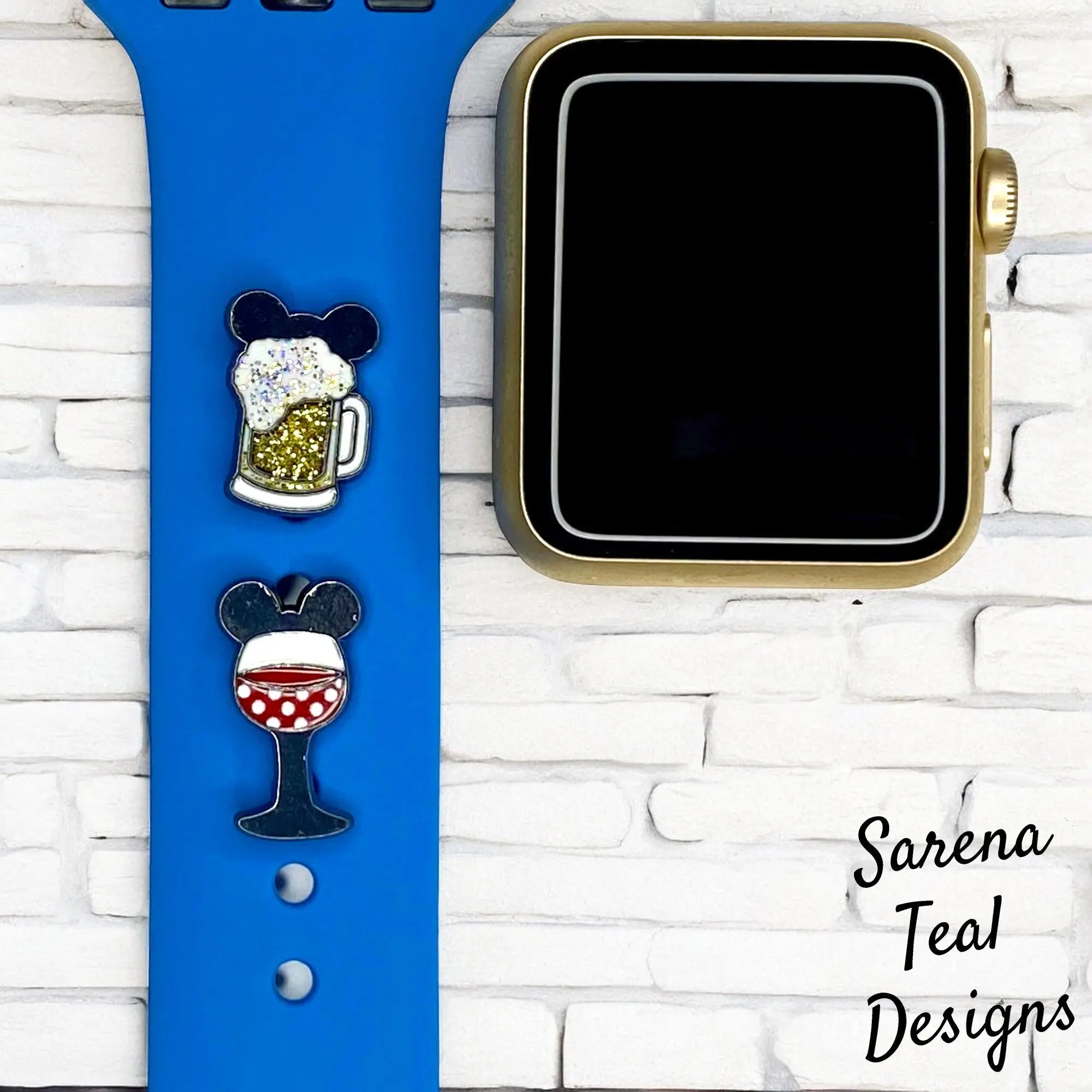Mickey and Minnie Beer and Wine Watch Band Charm - SarenaTealDesigns