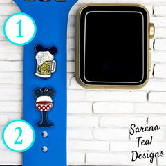 Mickey and Minnie Beer and Wine Watch Band Charm - SarenaTealDesigns