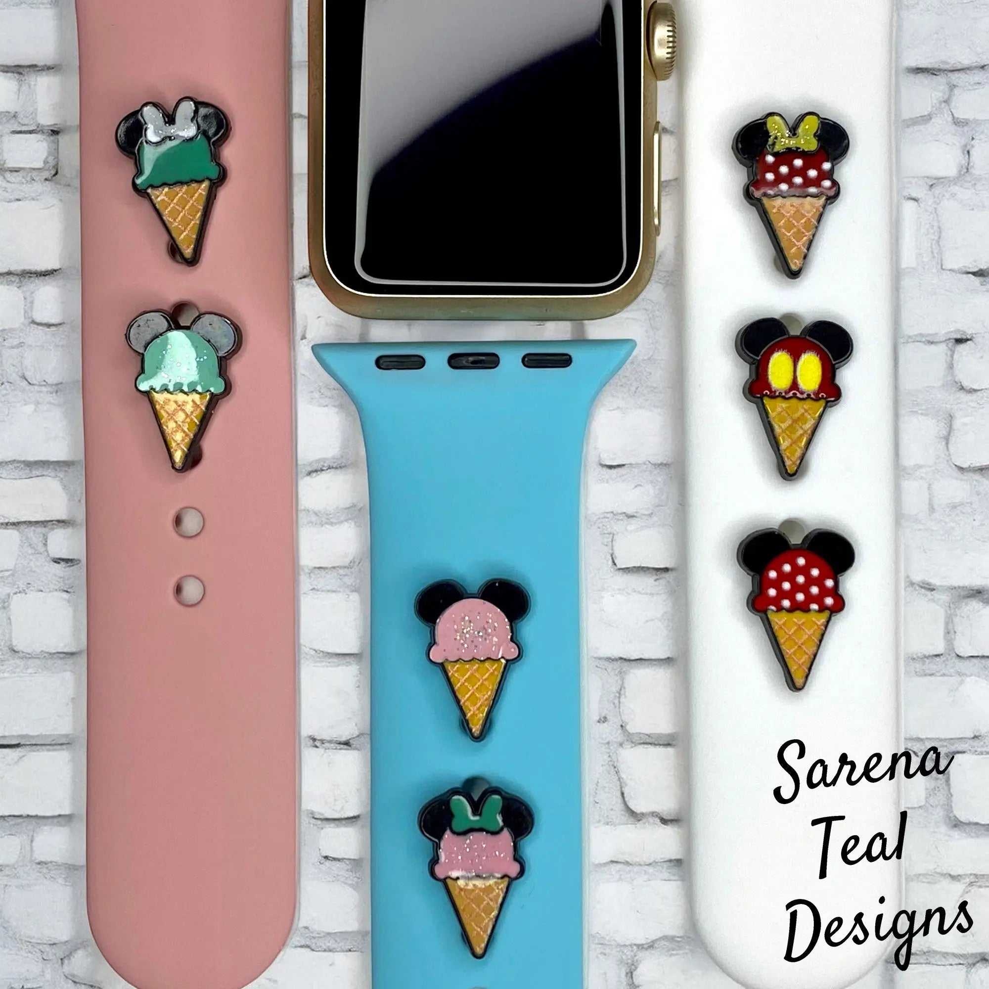 Mickey and Minnie Ice Cream Cone Watch Band Charm - SarenaTealDesigns