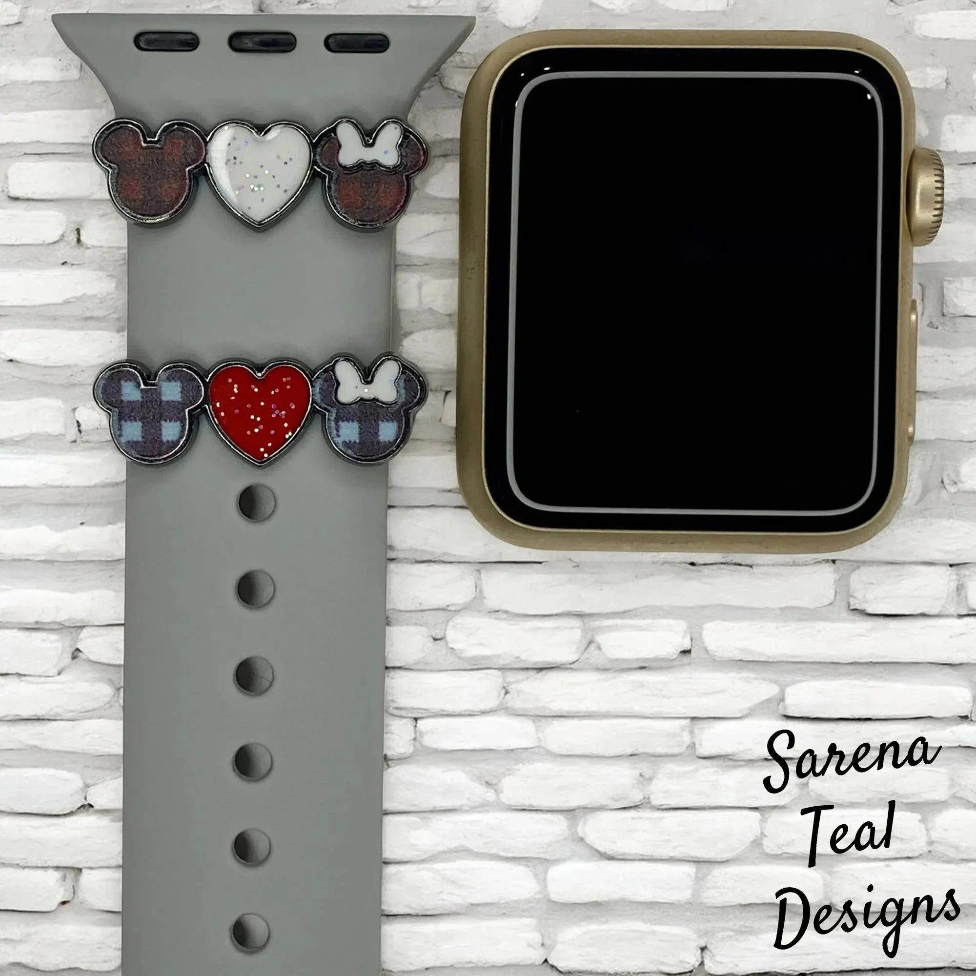 Mickey and Minnie Plaid Watch Band Slider Charm - SarenaTealDesigns