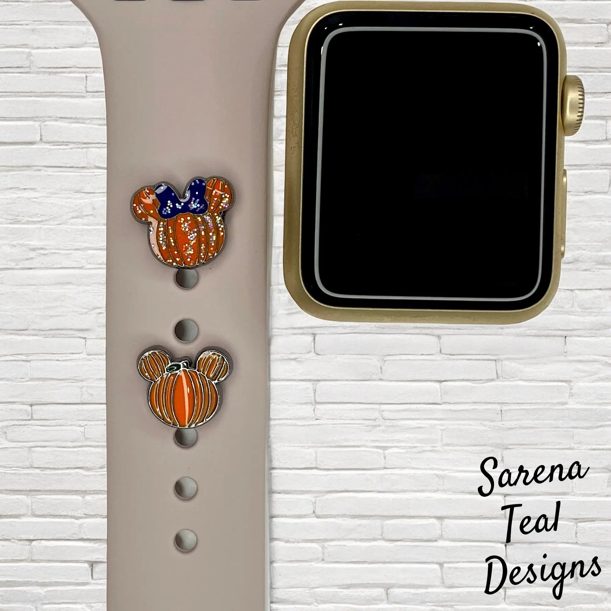 Mickey and Minnie Pumpkin Watch Band Charm - SarenaTealDesigns