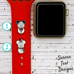 Mickey and Minnie Snowman Watch Band Charm - SarenaTealDesigns