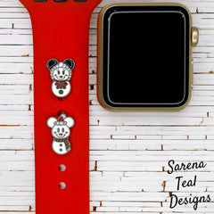 Mickey and Minnie Snowman Watch Band Charm - SarenaTealDesigns