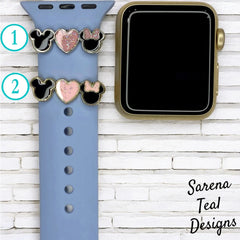 Mickey and Minnie with Heart Watch Band Slider Charm - SarenaTealDesigns