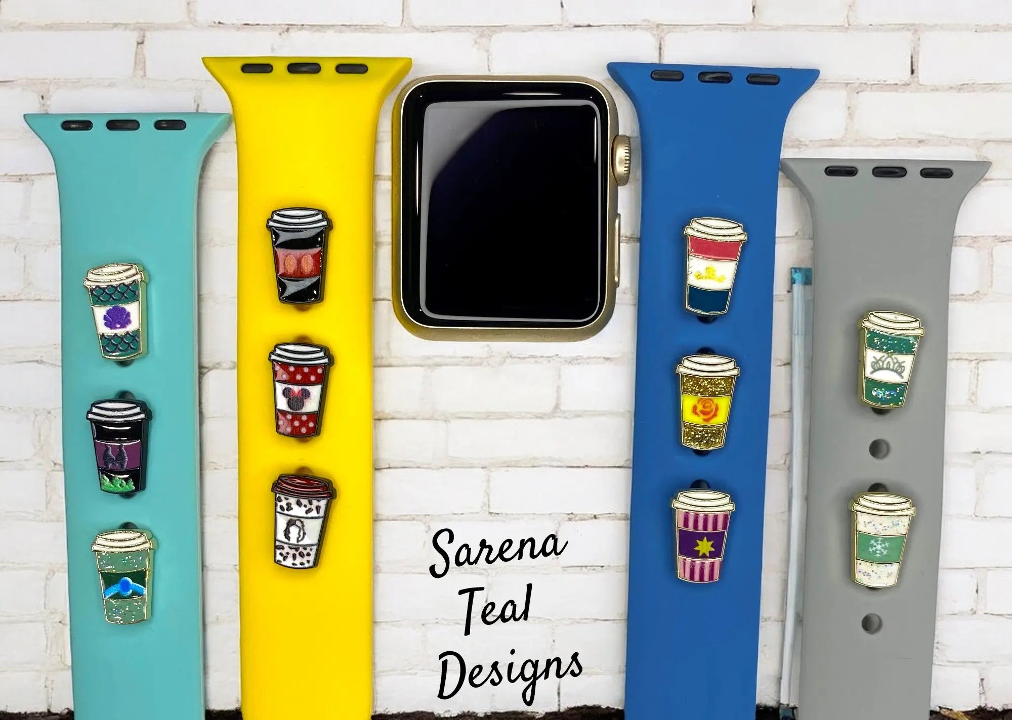 Princess Coffee Cups Watch Band Charm - SarenaTealDesigns