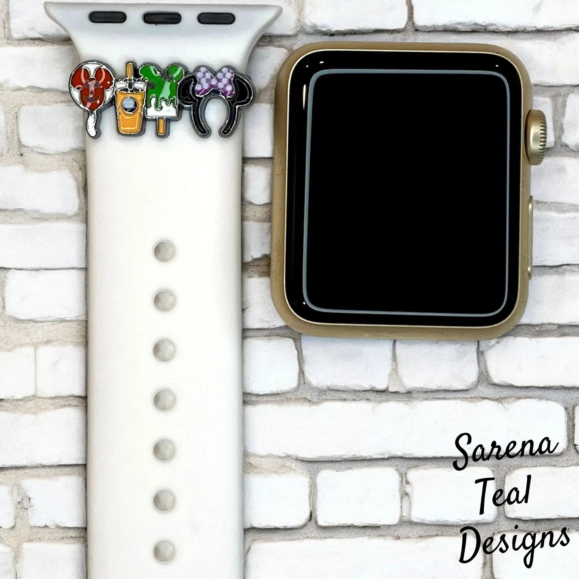 Red Mickey Balloon and Snacks Watch Band Slider Charm - SarenaTealDesigns