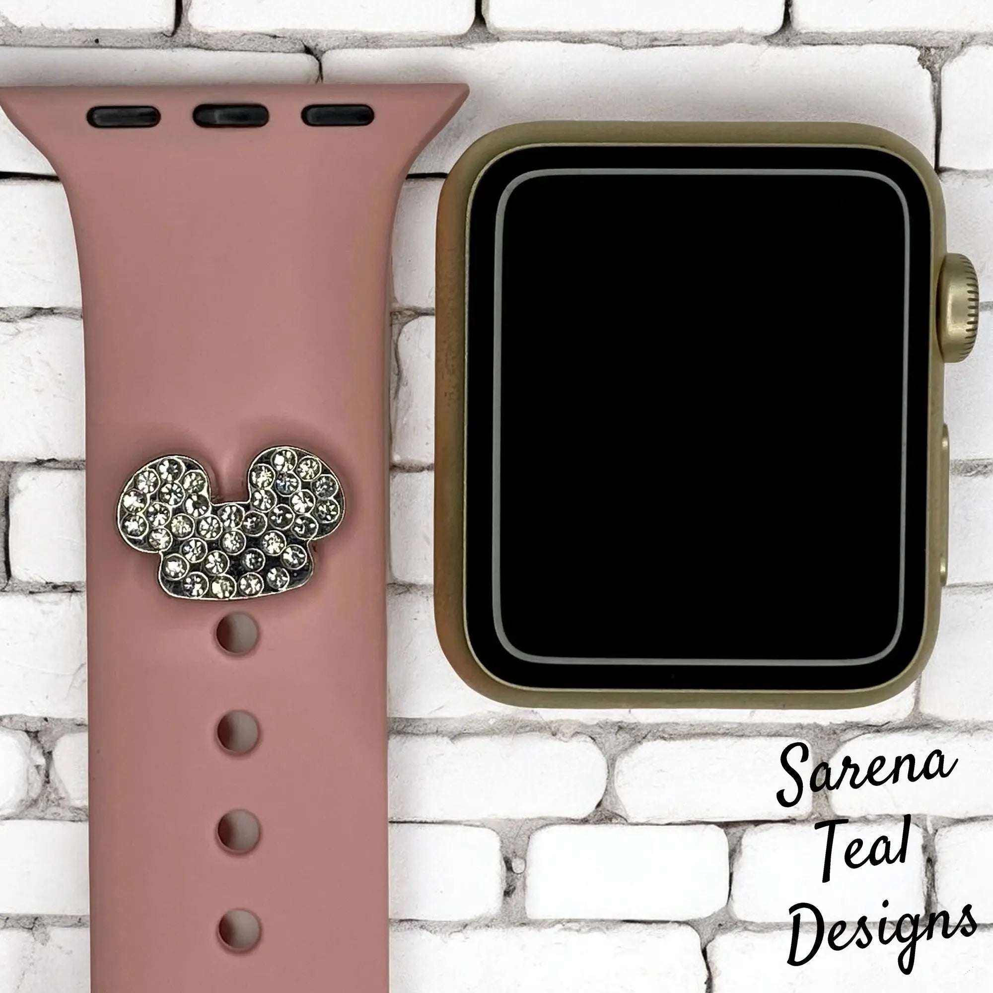 Rhinestone Mouseketeer Ears Watch Band Charm - SarenaTealDesigns