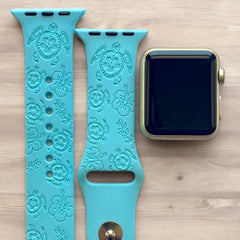 Hawaiian Turtle Engraved Watch Band - SarenaTealDesigns