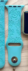 Hawaiian Turtle Engraved Watch Band - SarenaTealDesigns