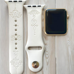 Lotus Flower Engraved Watch Band