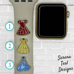 Minnie, Belle, Cinderella Dress Watch Band Charm - SarenaTealDesigns