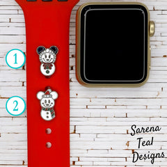 Mickey and Minnie Snowman Watch Band Charm