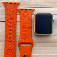 The Orange Bird Engraved Watch Band - SarenaTealDesigns